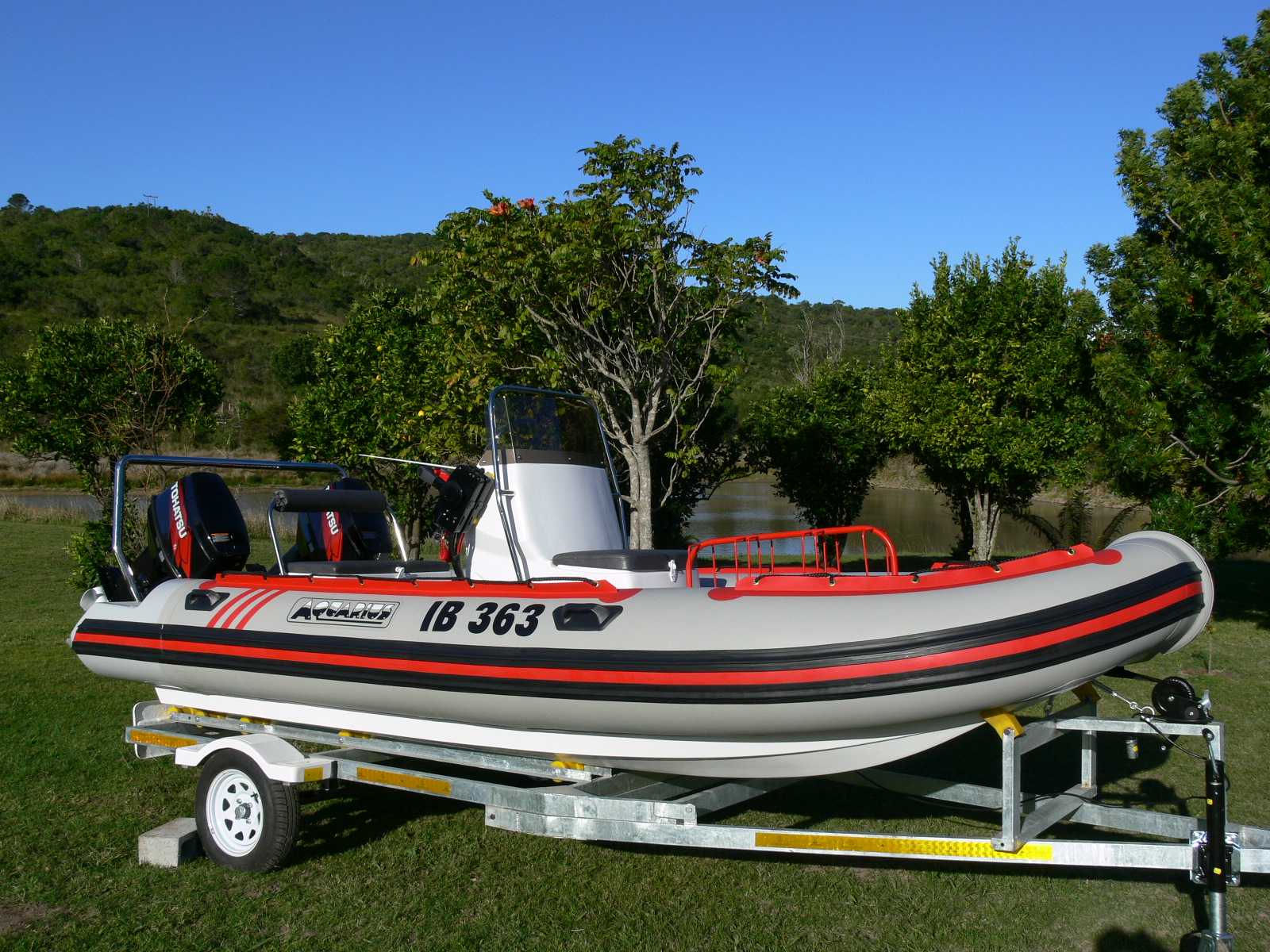 5.5m Catamaran on trailer